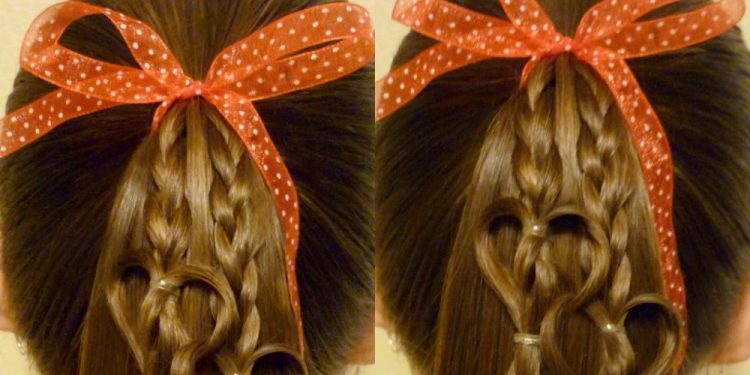 How To Heart Hairstyle, Double Linked Heart Ponytail | Hairstyles For Girls